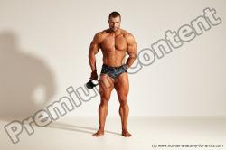 Underwear Gymnastic poses Man White Standing poses - ALL Muscular Short Brown Standing poses - simple Dynamic poses Academic